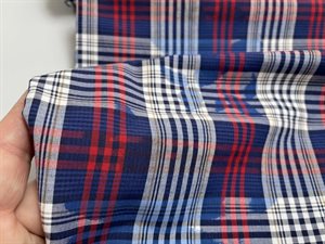 Skjorte poplin - ternet i marine / rød, med marine farve splash